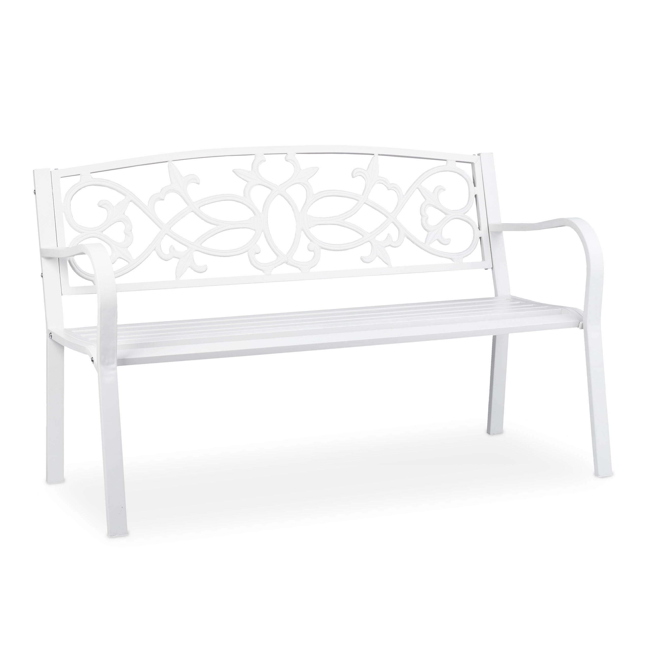 GARTENBANK - Weiß, Metall (124.5/78/58cm) - Relaxdays