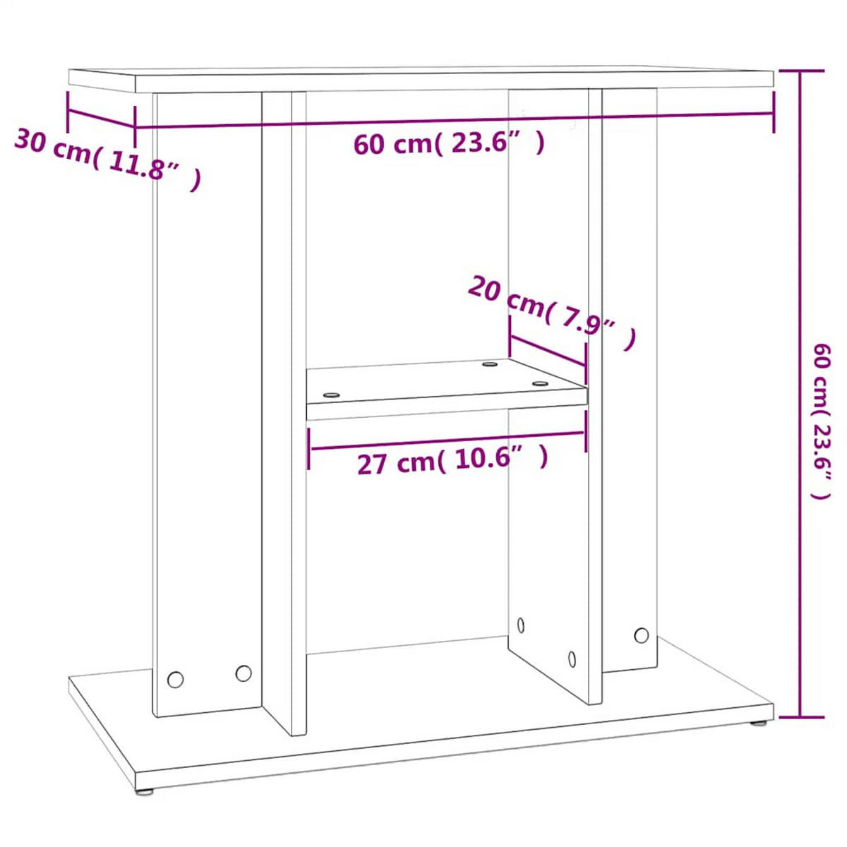 AQUARIUMSTÄNDER Weiss 60/30/60 Cm Holzwerkstoff - Weiß, Holzwerkstoff (30/60/60cm) - vidaXL