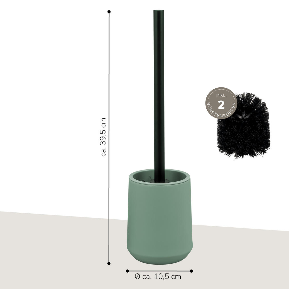 WC-GARNITUR TESERO, Kunststoff, grün - Grün, Kunststoff (10.5/39.5/10.5cm) - eluno