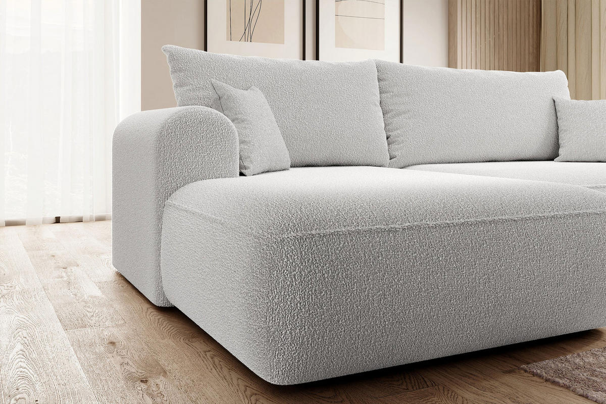 ECKSOFA Ovo Grau Boucle - Schwarz/Grau, Kunststoff/Textil (260/165cm) - Selsey
