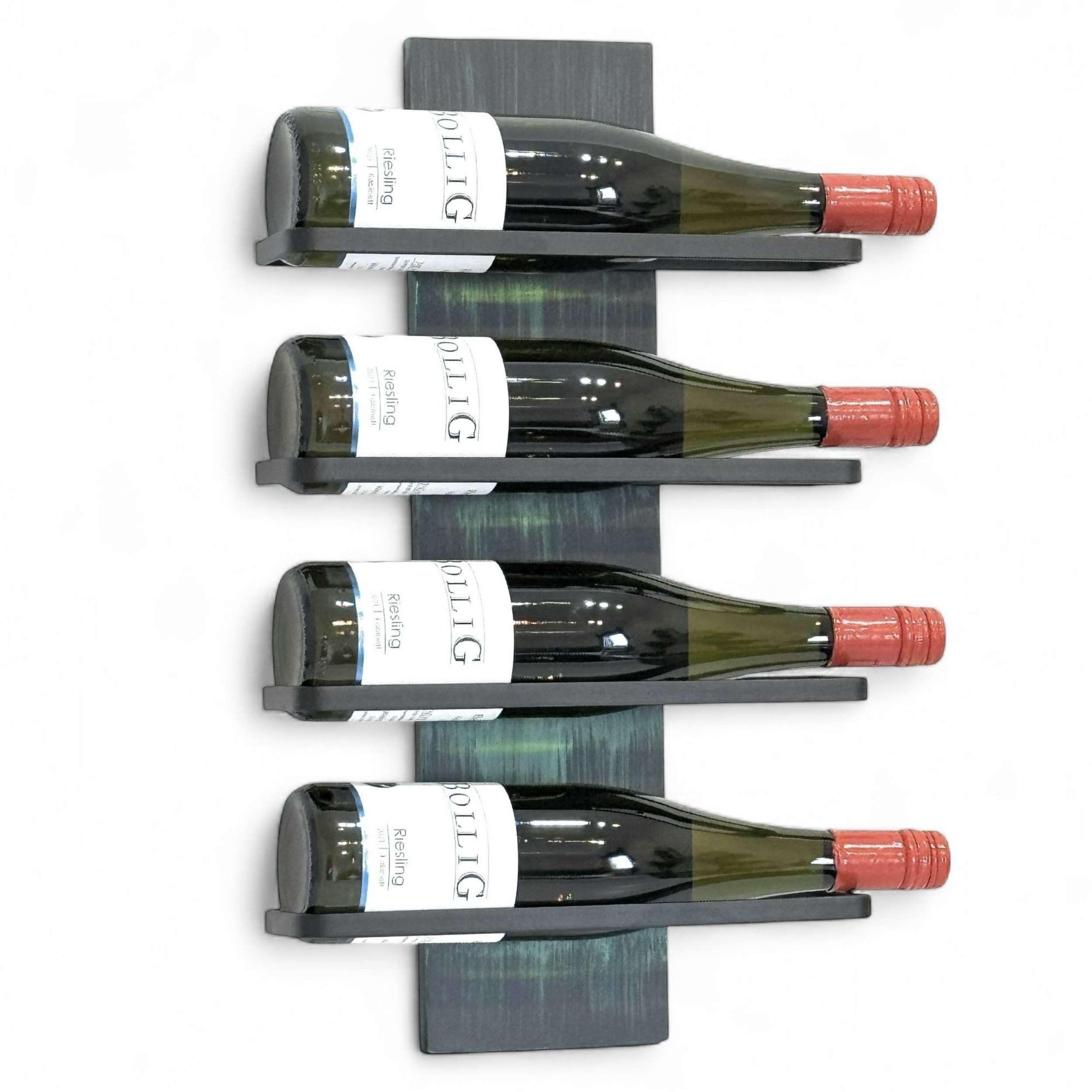 WEINREGAL Wand für 4 Flaschen Metall Flaschenregal  - Schwarz, Metall (29/49/9cm) - DanDiBo
