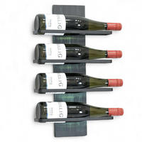 WEINREGAL Wand für 4 Flaschen Metall Flaschenregal  - Schwarz, Metall (29/49/9cm) - DanDiBo