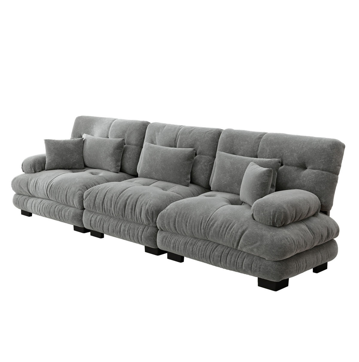 SOFA modular Tiefensitz Chenille Grey - Hellgrau, Kunststoff (77/81/313cm) - Meubliv