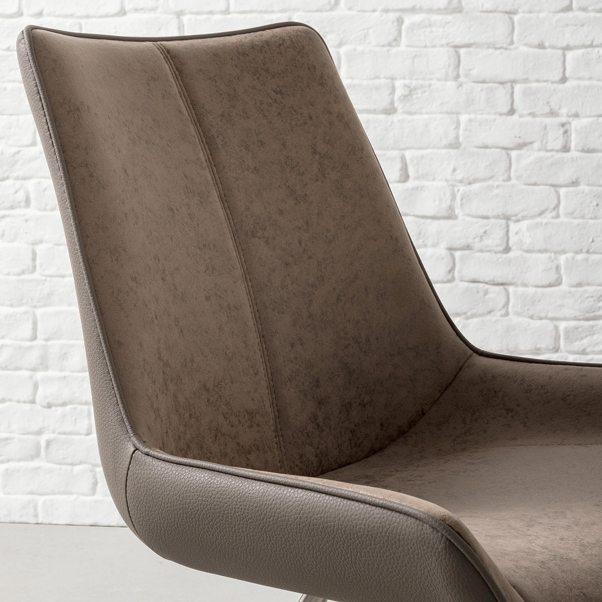 POLSTERSTUHL - 2er-Set - Kunstleder / Edelstahl - Cappuccino, Kunststoff/Textil (54/87/60cm) - home24