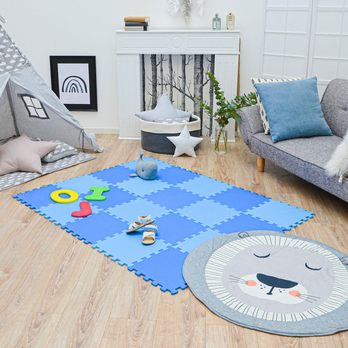 SPIELMATTE ab Null - 180/90/1 cm Puzzlematte Blau - Blau, Kunststoff (30/30cm) - Littletom