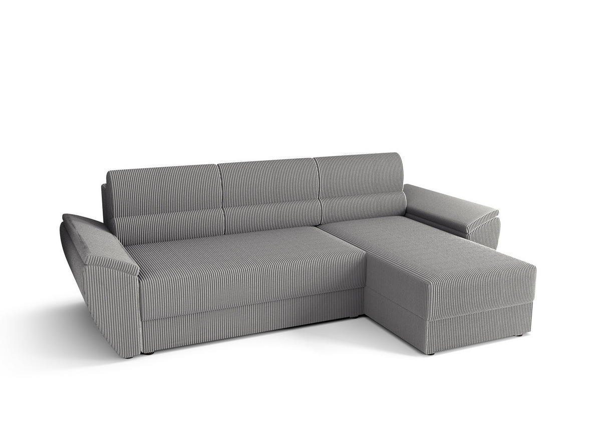 ECKSOFA L REBI L2 Poso 110 Rechts mit Schlaffunktion, Hellgrau, L-Form - Hellgrau, Textil (251/140cm)