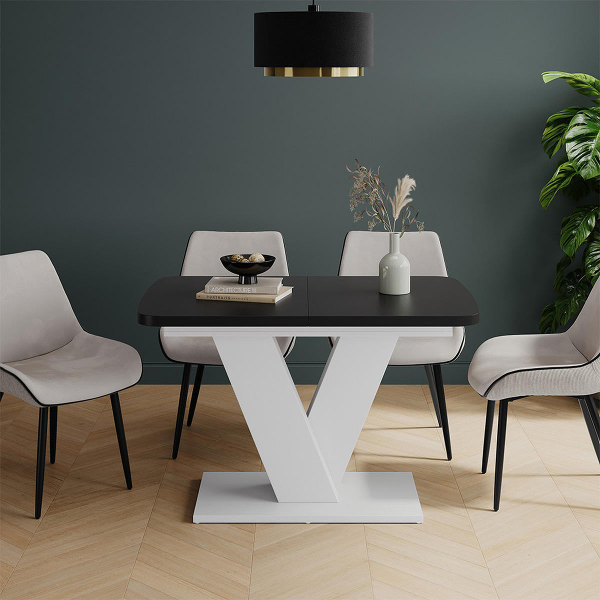 JÍDELNÍ STŮL Fenaro Černá/bílá - bílá/černá, kompozitní dřevo (80/120/77.4cm) - Vicco