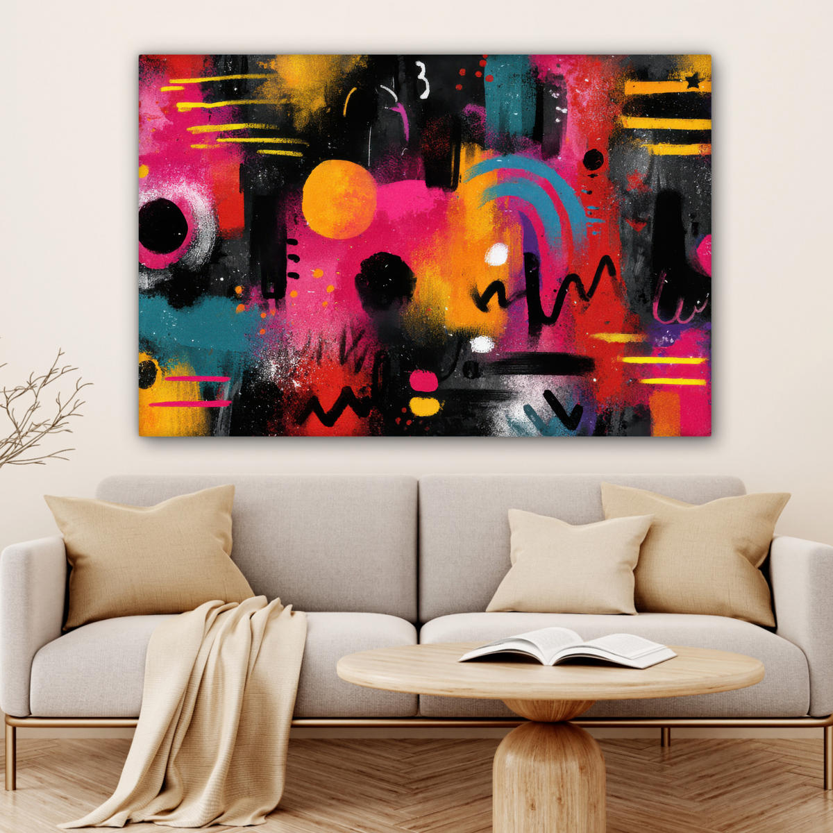 LEINWANDBILD Farbflächen - Formen - Bunt - Abstrakt XXL 150x100 cm - Pink, Textil (150/100cm) - MuchoWow