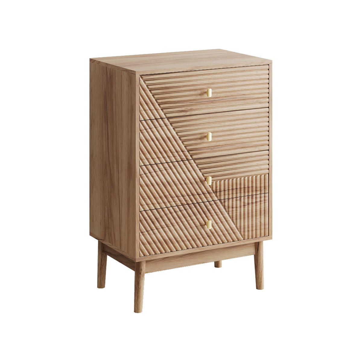 SIDEBOARD 60 cm Eiche – Schubladenschrank mit 4 Schubladen & Holzbeinen Modern - Eichefarben, Holzwerkstoff (60/90/40cm) - Urban Meuble