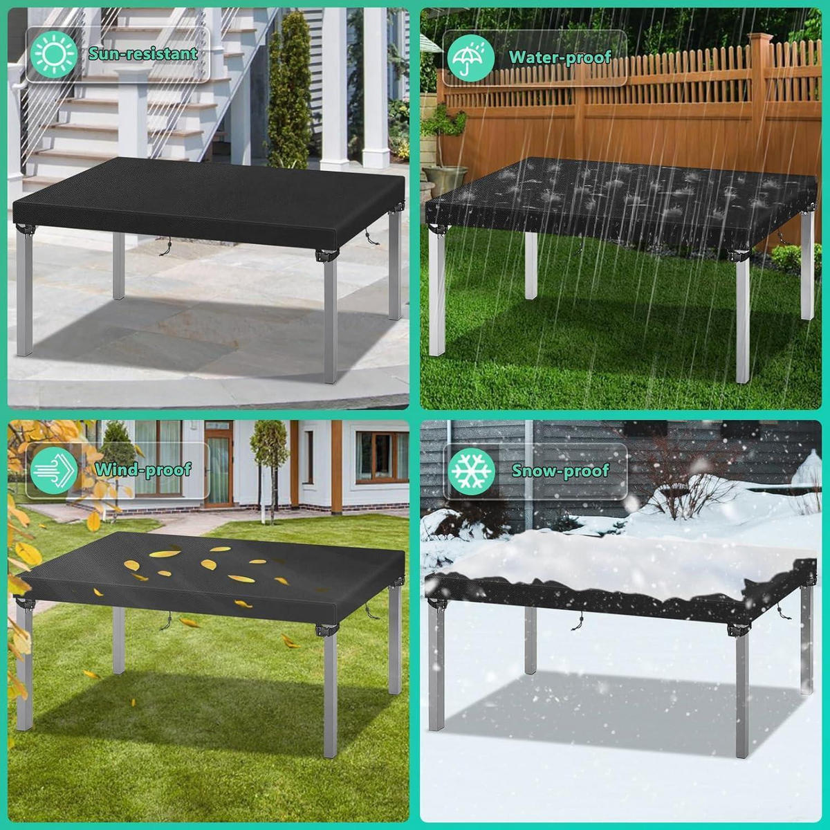 GARTENTISCHABDECKUNG 150 x 90 x 15 cm Schwarz - Schwarz, Textil (15/90/150cm)