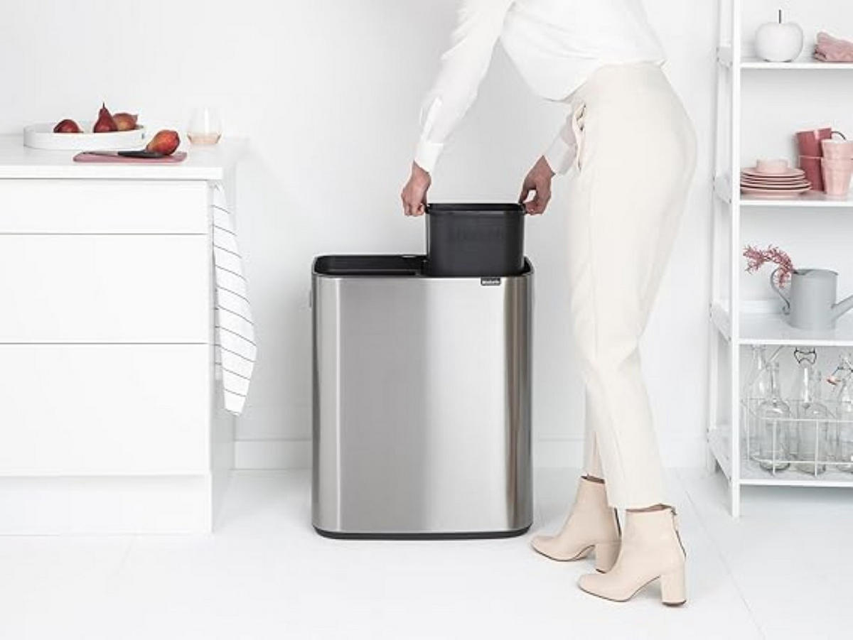 MÜLLEIMER Mit Touch Öffnung 2x30 Liter Edelstahl - Silberfarben, Metall (54.5/65.6/31cm) - PROREGAL