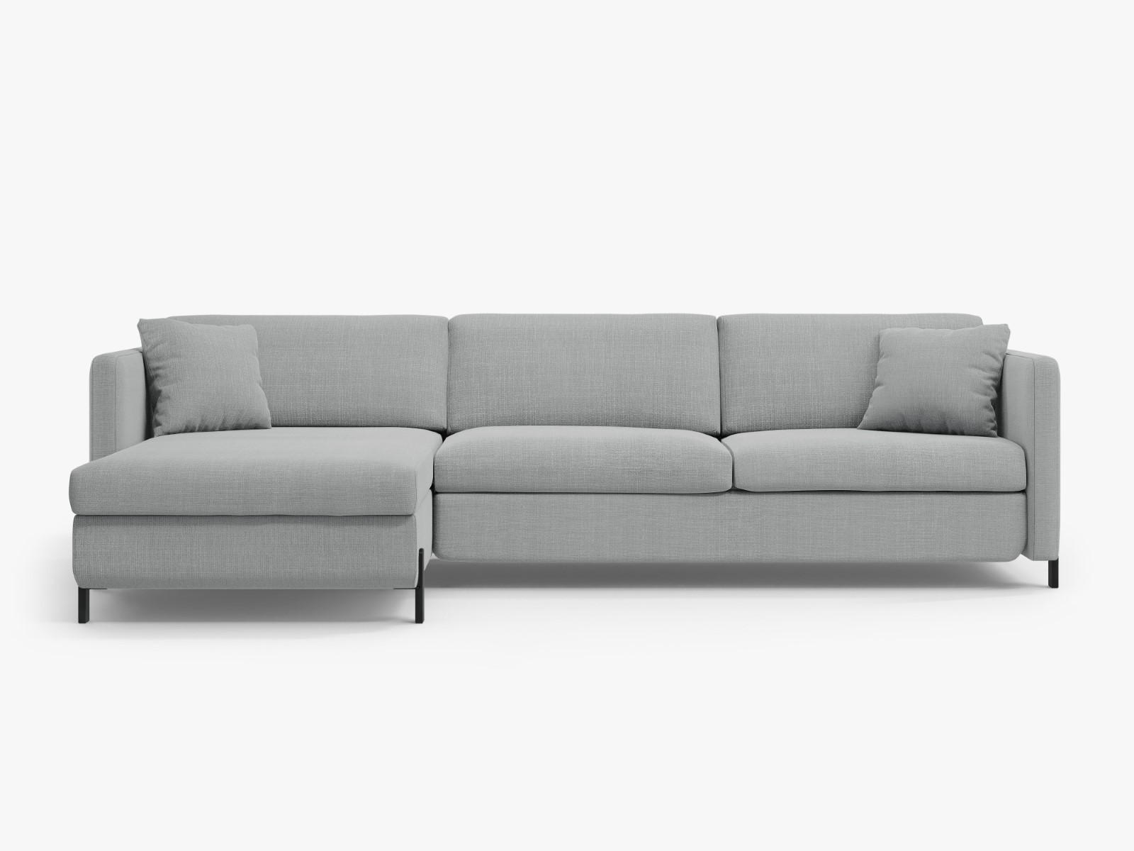 ECKSOFA ausklappbar links mit Container Gloria aus strukturiertem Stoff hellgrau 4 Sitzplätze - Hellgrau, Textil (260/170cm) - Micadoni