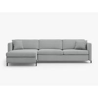 ECKSOFA ausklappbar links mit Container Gloria aus strukturiertem Stoff hellgrau 4 Sitzplätze - Hellgrau, Textil (260/170cm) - Micadoni