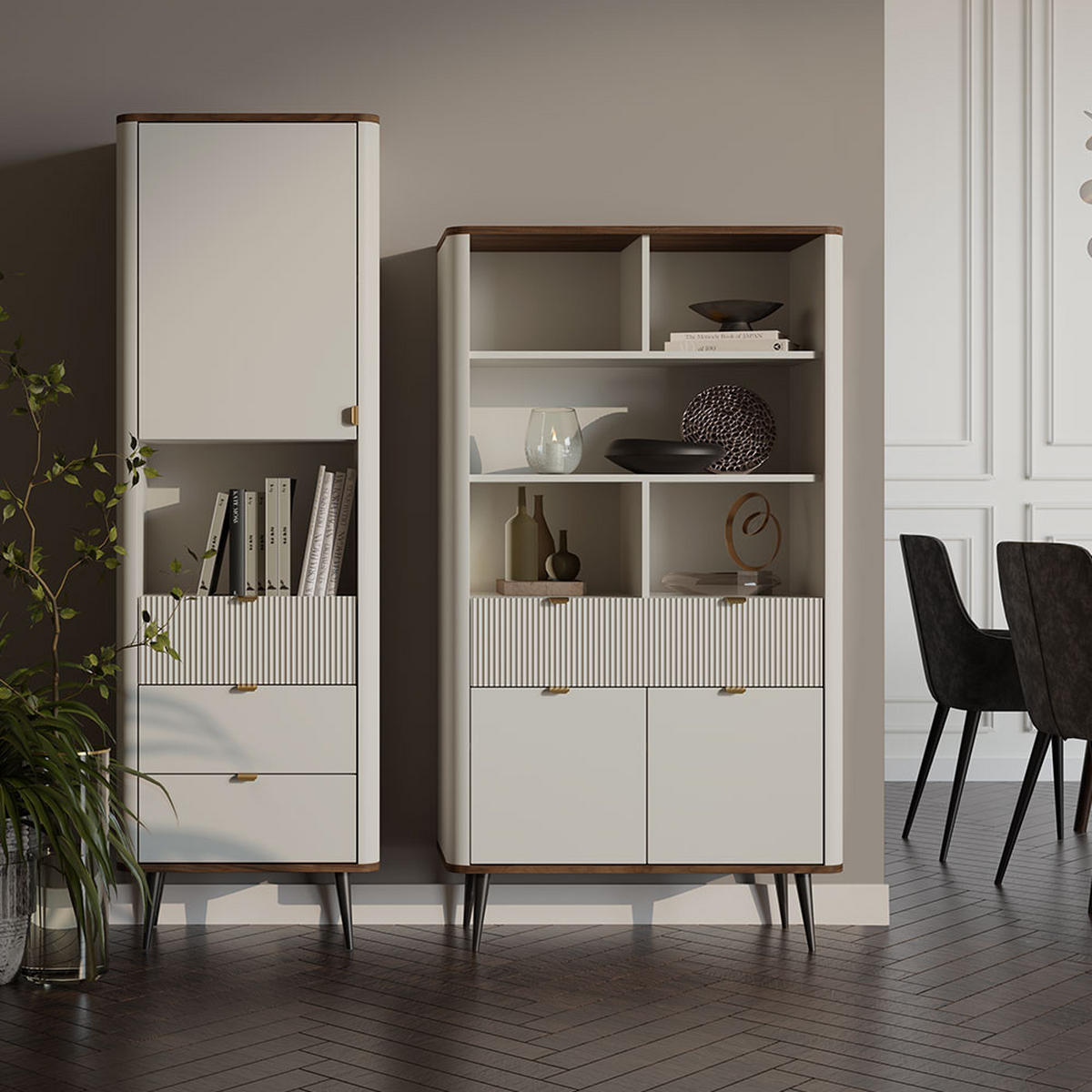 REGAL Marly Kaschmir / Graustein 90 / 40 / 163cm - Kaschmir/Beige, Holz/Holzwerkstoff (90/163/40cm) - Feldmann-Wohnen