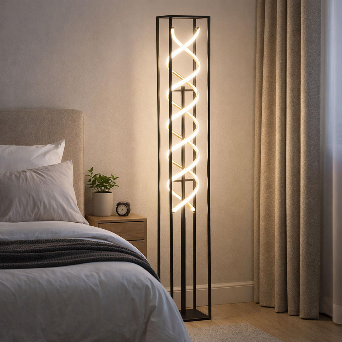LED STEHLEUCHTE GIAN Schwarz Gold - Schwarz, Metall (20/20/135cm)