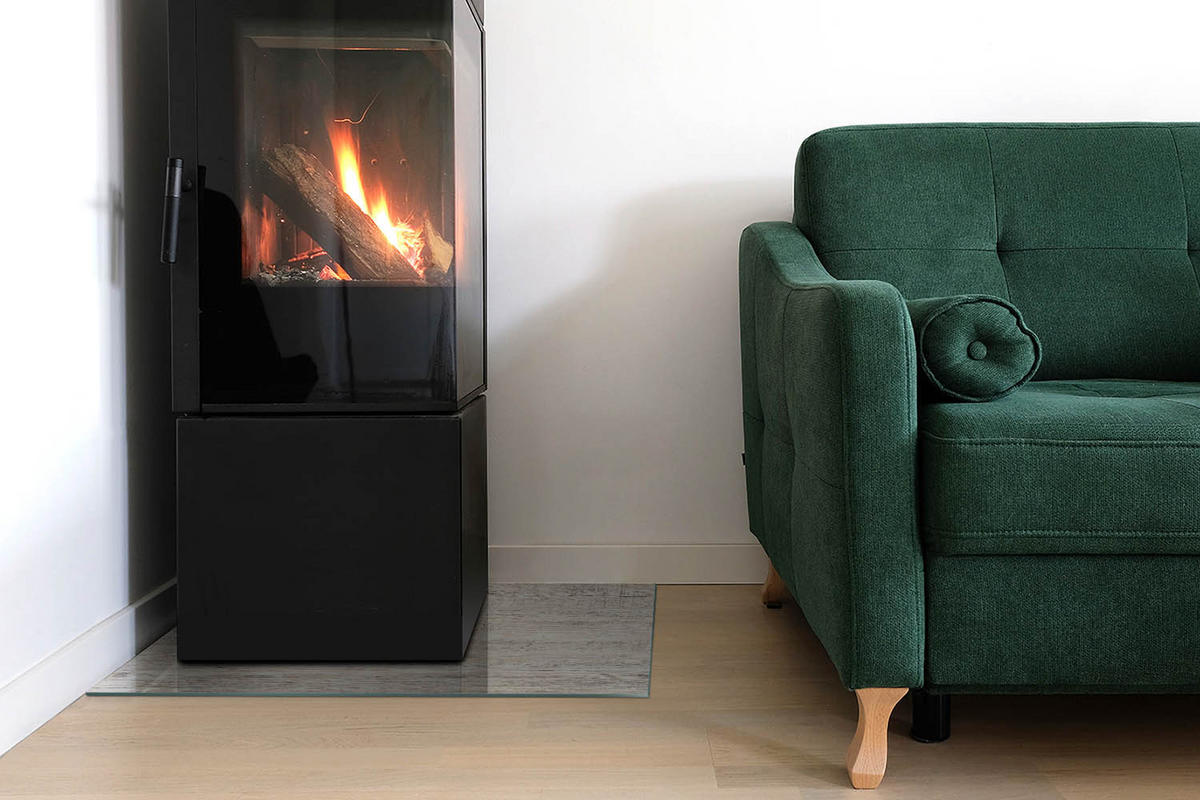 GLASPLATTE für Kamin 60x40 cm - Beige, Glas (60/40/0.4cm) - TULUP