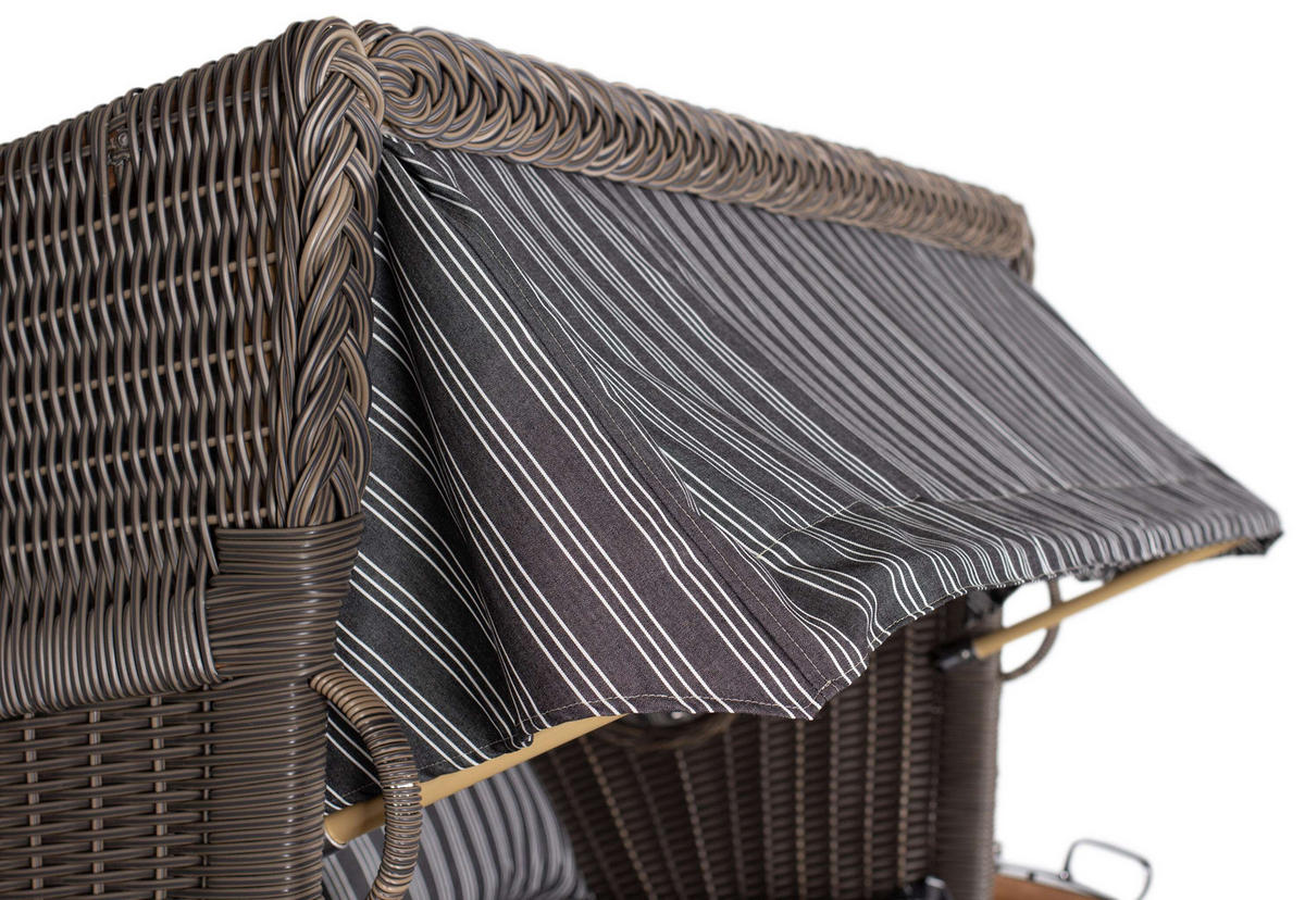 STRANDKORB XL Schillig Bullauge - Braun/Grau, Metall (142/170/95cm) - Mr. Deko