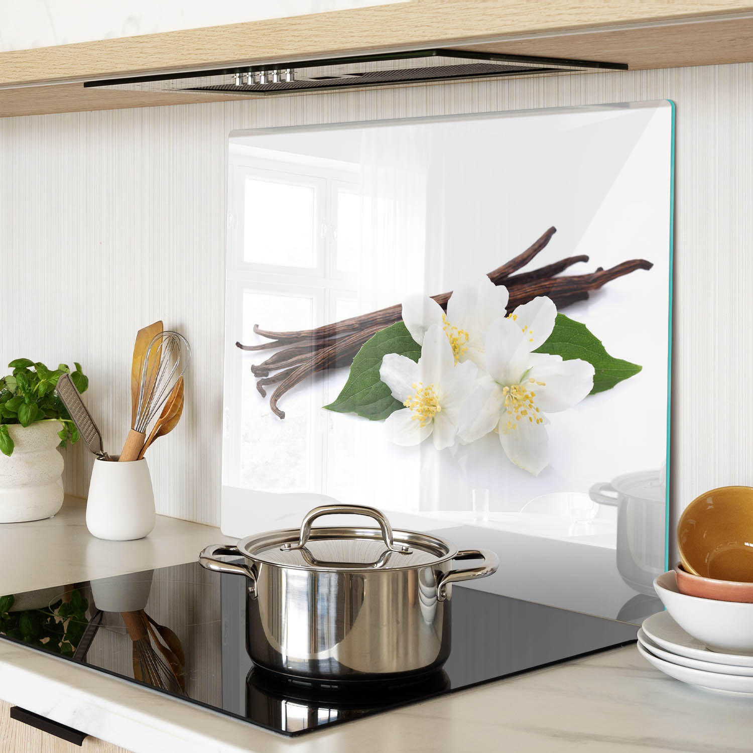 GLASPLATTE 60x52 cm Jasmin und Vanille - Braun, Glas (60/0.4/52cm) - TULUP