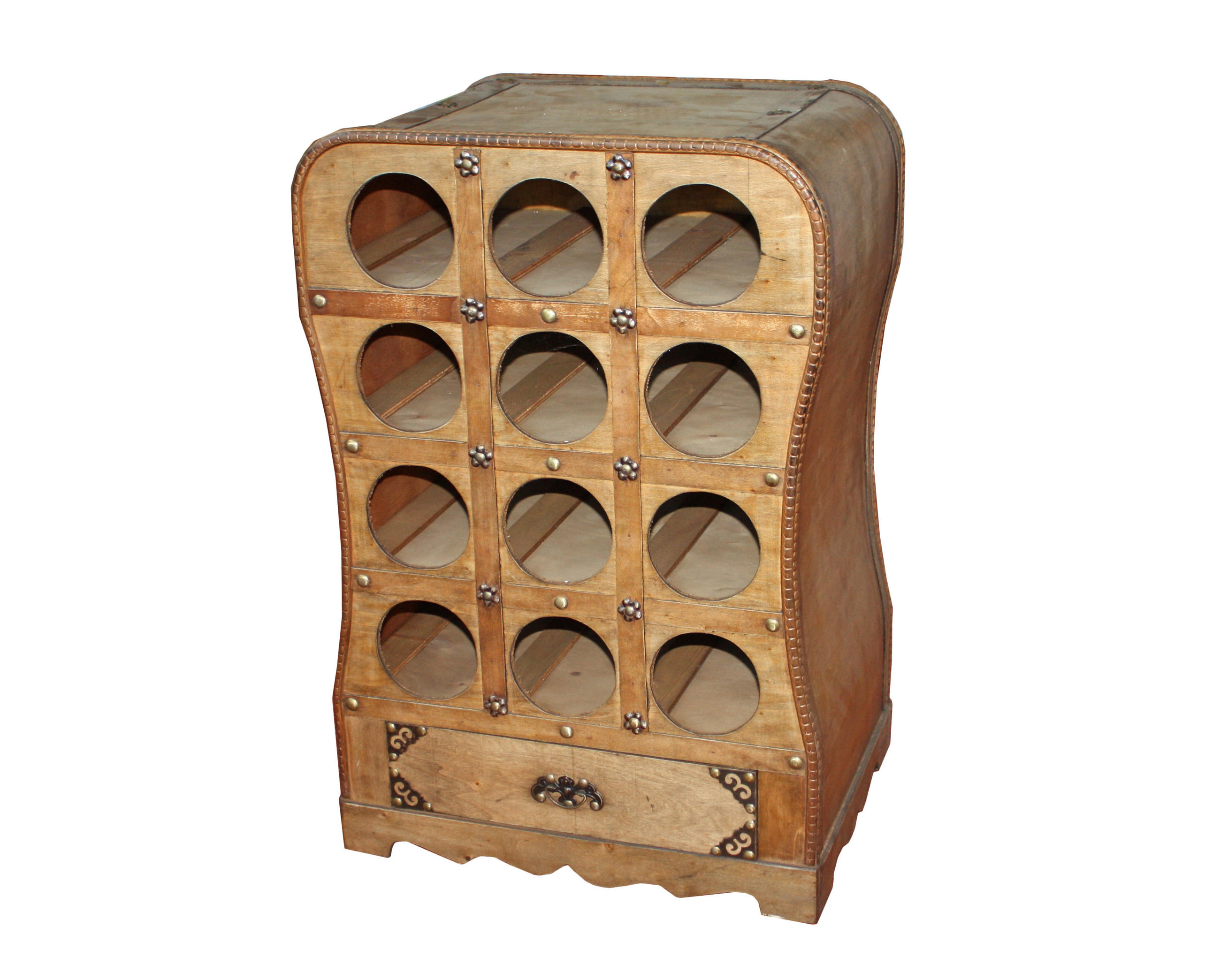 WEINREGAL Gezc Kolonialstil Holz Hellbraun 61x31x41,5cm - Hellbraun, Holz (31/61/41.5cm) - DELUKE