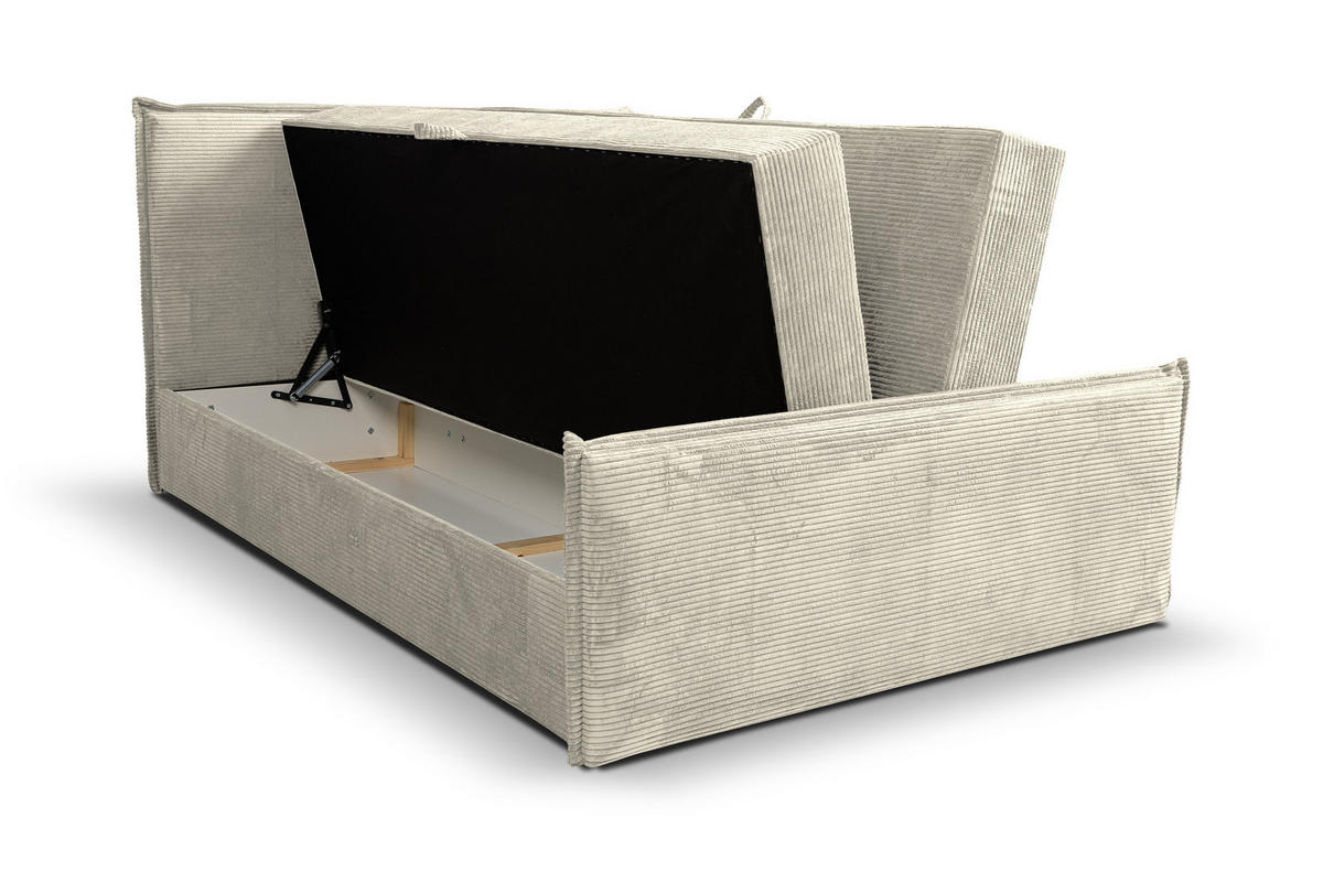 BOXBETT Vanessa mit 2 Bettkästen, 160x200, Farbe: Beige, Cordstoff, mit Bonell-Matratze inkl. Topper - Beige, Holz/Kunststoff (160/200cm) - VENASI MÖBEL