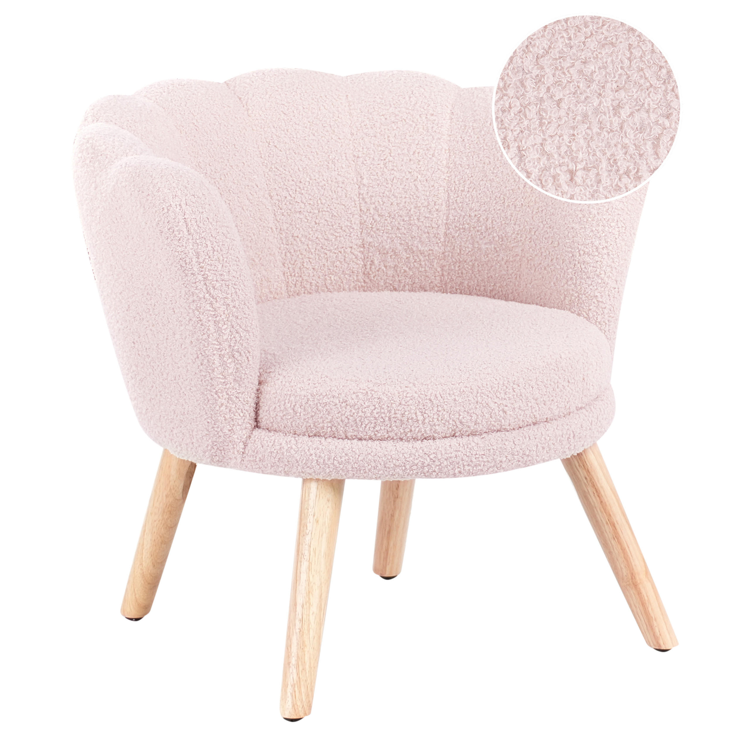 KINDERSESSEL Bouclé Pastellrosa Halby - Pink, Textil (60/54/54cm) - Beliani