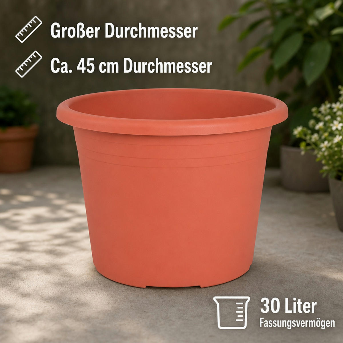 BLUMENTOPF CYLINDRO ca. Ø 45 cm - Terracotta, Kunststoff (45/45cm) - BONI-SHOP