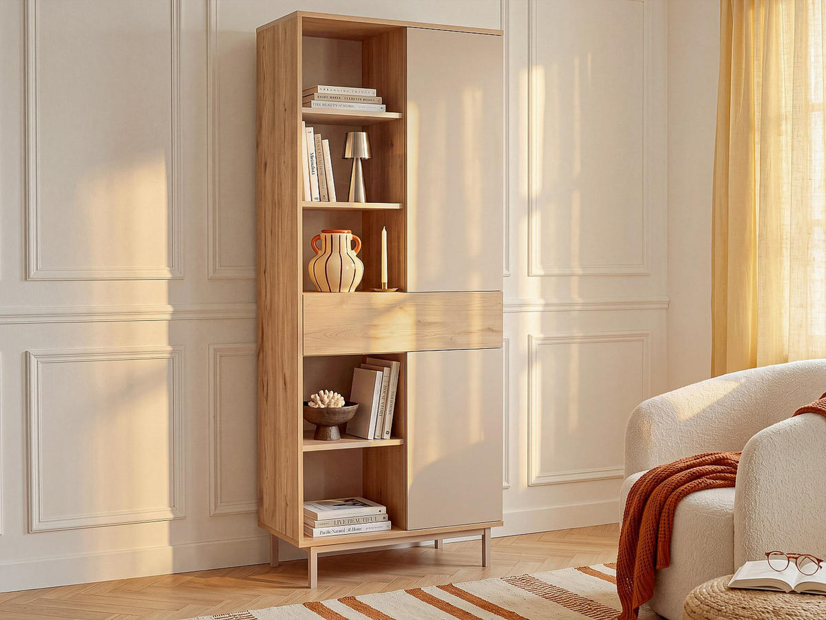 BÜCHERREGAL - 71.6 cm x 35 cm - holz - beige, naturfarben hell Reyala - Beige/Naturfarben, Holz (71.6/189/35cm) - Vente-Unique