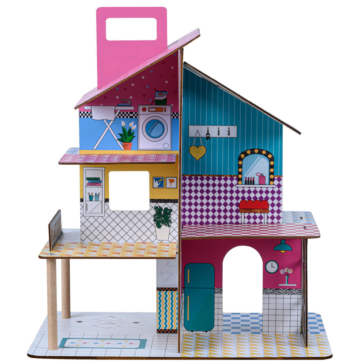 PUPPENHAUS Kinder Aus Holz, Mehrfarben, 42cm - Multicolor, Holz (37.5/41.9/25.4cm) - Teamson Kids
