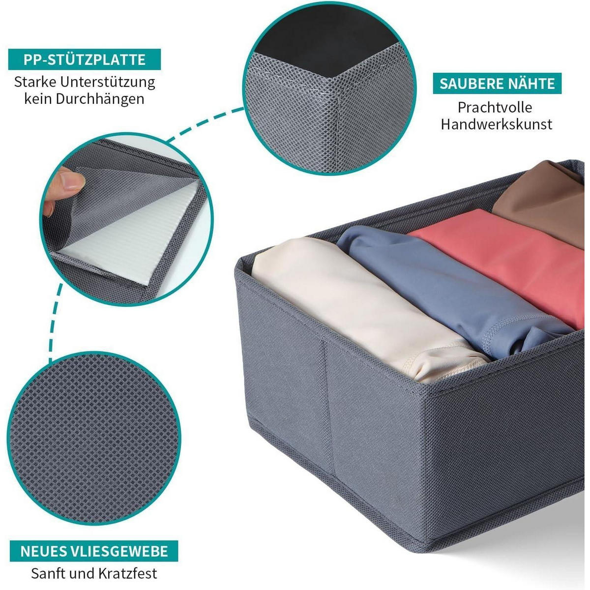 SCHUBLADEN Organizer 12er Set Grau für PAX Kleiderschrank 75x58 cm - Grau, Textil (24/11/26cm)