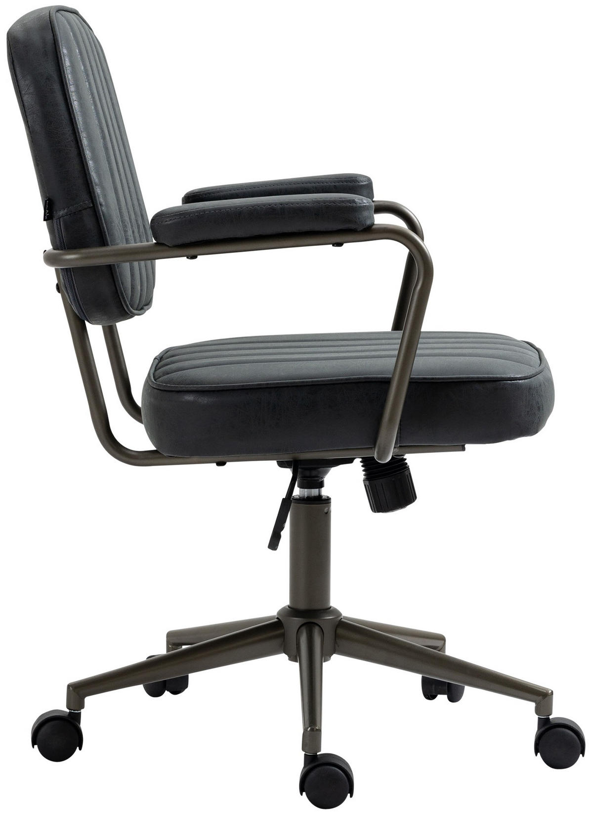 DREHSTUHL Lederlook antik schwarz - Schwarz, Textil/Metall (61/88/63cm) - CLP