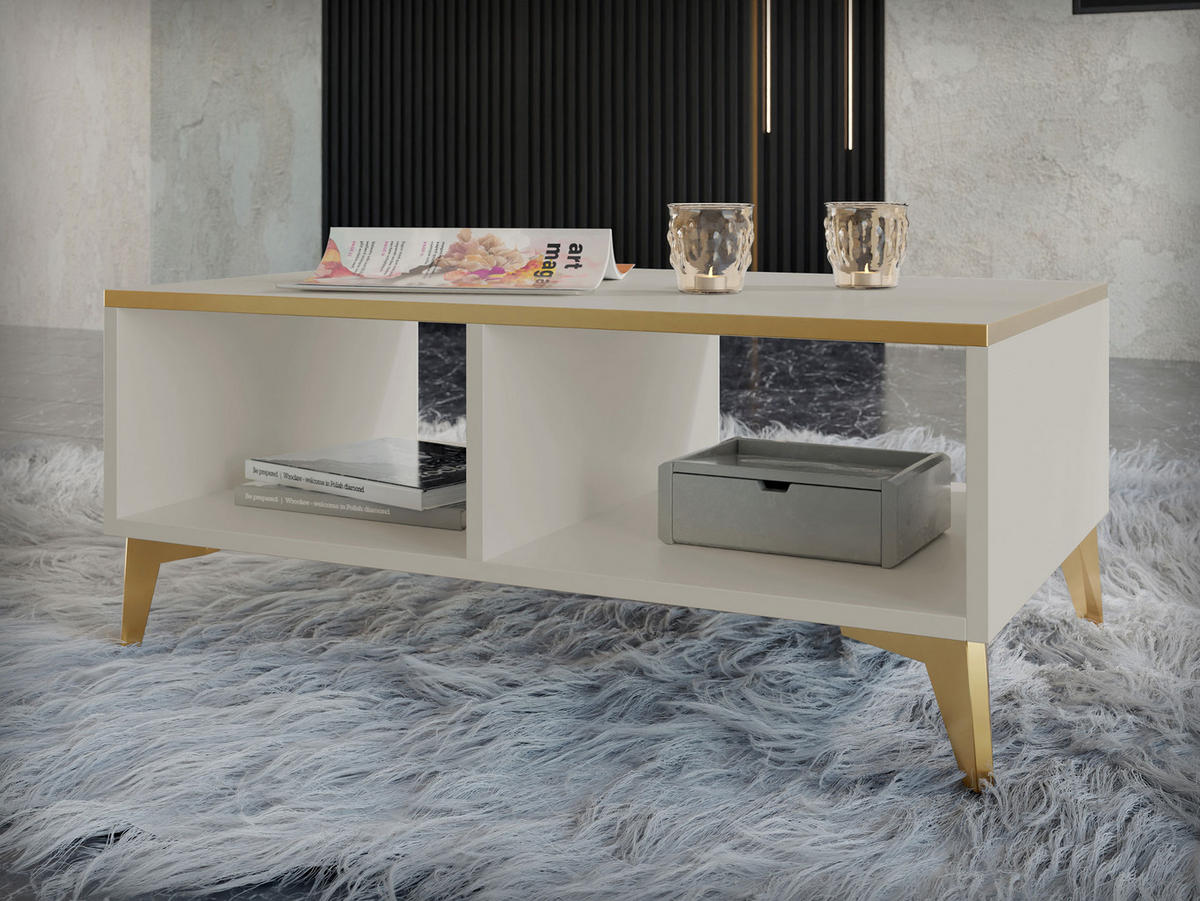 COUCHTISCH Alrik - Beige/Goldfarben, Holzwerkstoff/Kunststoff (50/100/40cm) - MIRJAN24