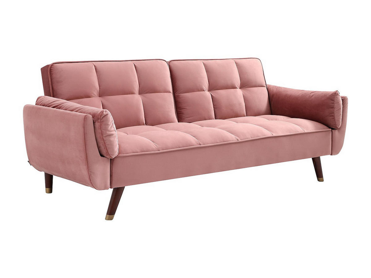 SCHLAFSOFA - 3 Personen - Samt, Stoff - Rosa - - Pink, Textil (211/82/90cm) - Vente-Unique