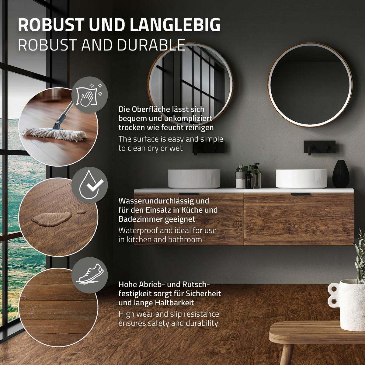 VINYLBODEN 3,08 m² - Graubraun, Kunststoff (122/18/0.42cm) - ML-DESIGN