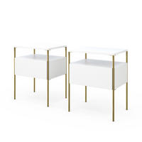 NACHTTISCH Mira Weiß/Gold 40 x 50 cm 2er Set - Goldfarben/Weiß, Holzwerkstoff (40/50/30cm) - Vicco