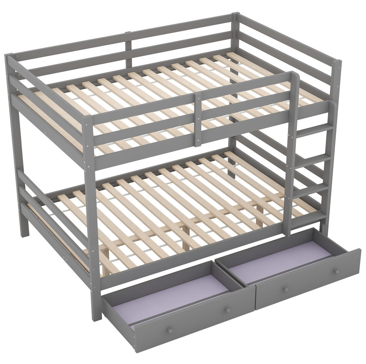 ETAGENBETT mit Schubladen 140x200 cm Kiefernholz Grau - Grau, Holzwerkstoff (140/200cm) - Beauniv