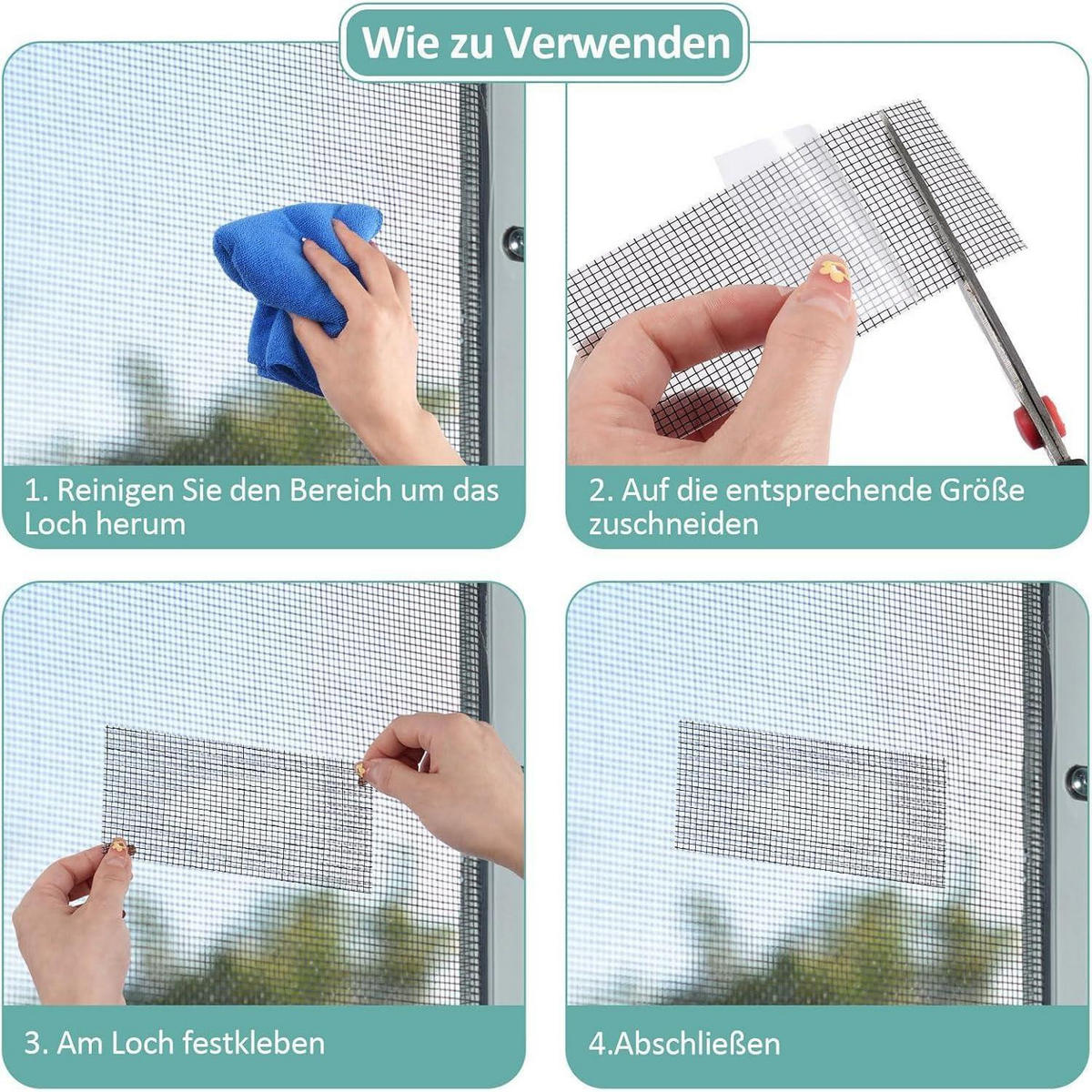 FLIEGENGITTER Reparaturband 5 cm x 900 cm Schwarz - Schwarz, Kunststoff (5/16/16cm)