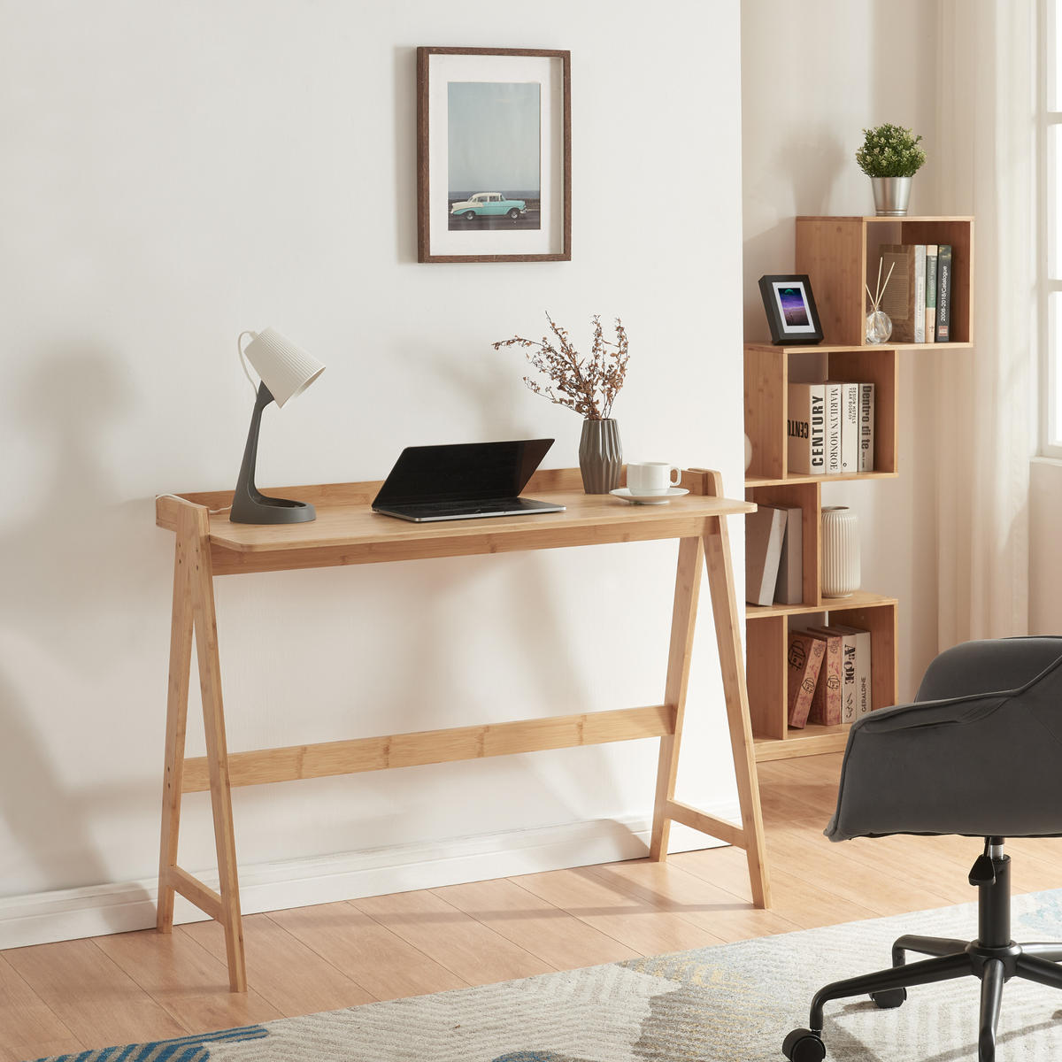 SCHREIBTISCH Härryda - Naturfarben, Naturmaterialien/Bambusholz (47/107/81cm) - [en.casa]
