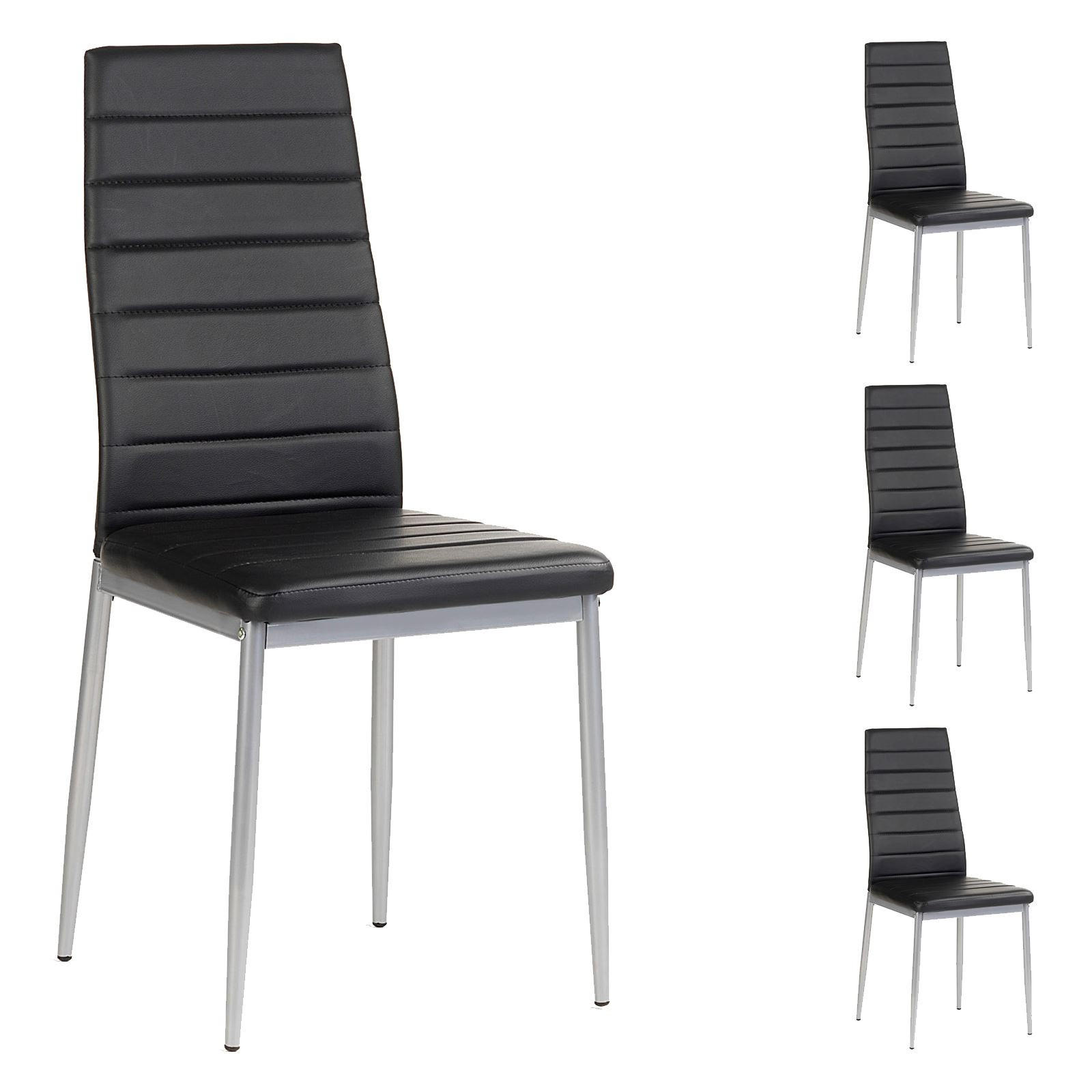 ESSZIMMERSTUHL NATHALIE 4ER-SET - Schwarz, Textil/Metall (43/100/50cm) - IDIMEX