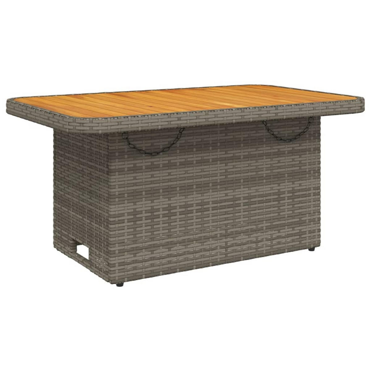 GARTENTISCH Grau 90/55/71 Cm Poly Rattan Und Akazienholz - Grau, Kunststoff (90/55/71cm) - vidaXL
