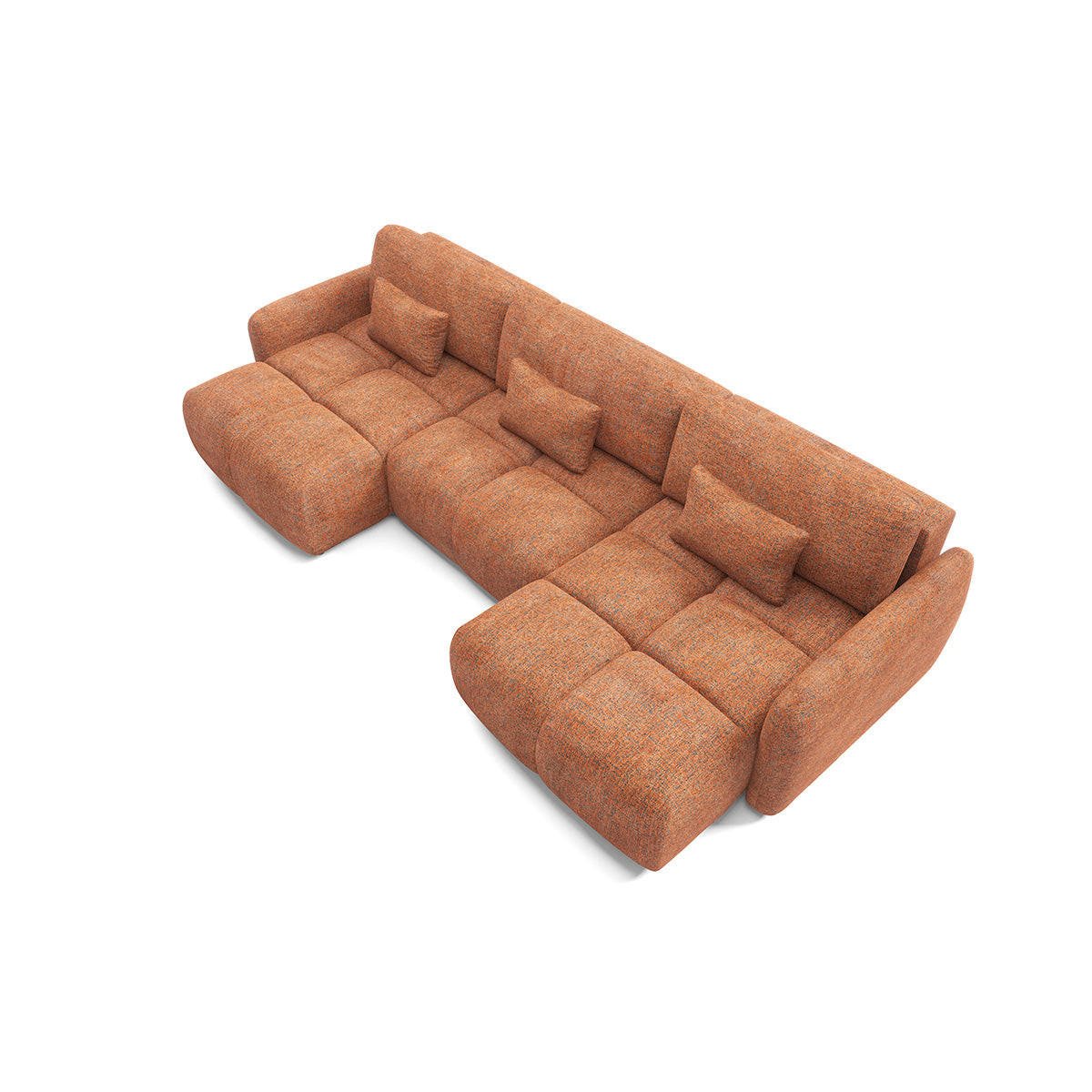 PANORAMASOFA 5 Sitzplätze Orange - Orange, Holz (240/95/165cm) - Petits-meubles