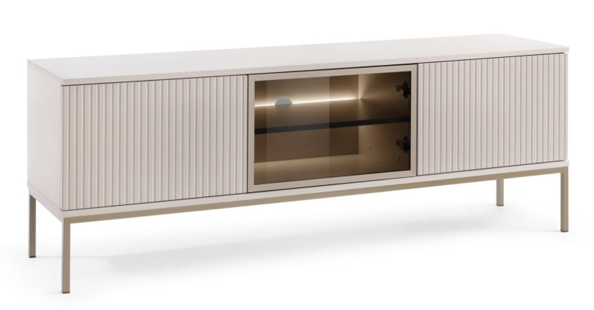TV-SCHRANK Kaschmir SANTI Mit Lamellen - Beige, Holzwerkstoff (154/56/39cm) - Sepro Meble