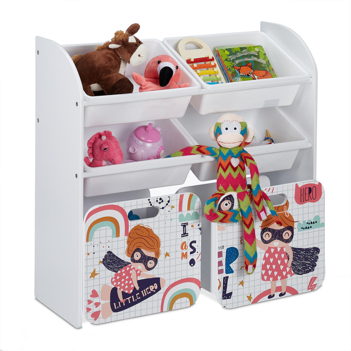 KINDERREGAL - Weiß, Holz/Holzwerkstoff (82.5/80.5/30cm) - Relaxdays