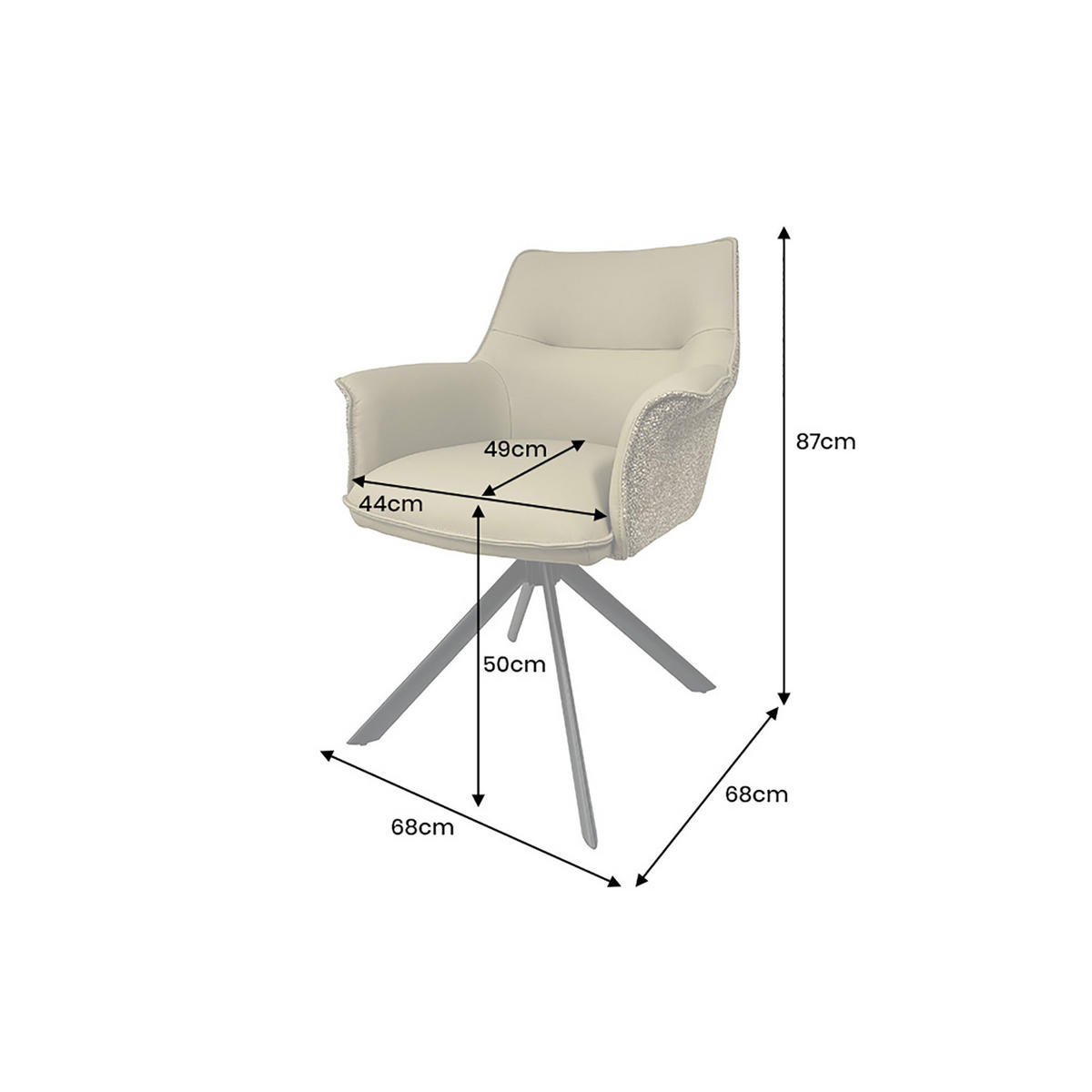 STUHL UNIQUE Chenille Grün 85 cm - Schwarz/Grün, Kunststoff/Textil (66/87/68cm) - riess-ambiente