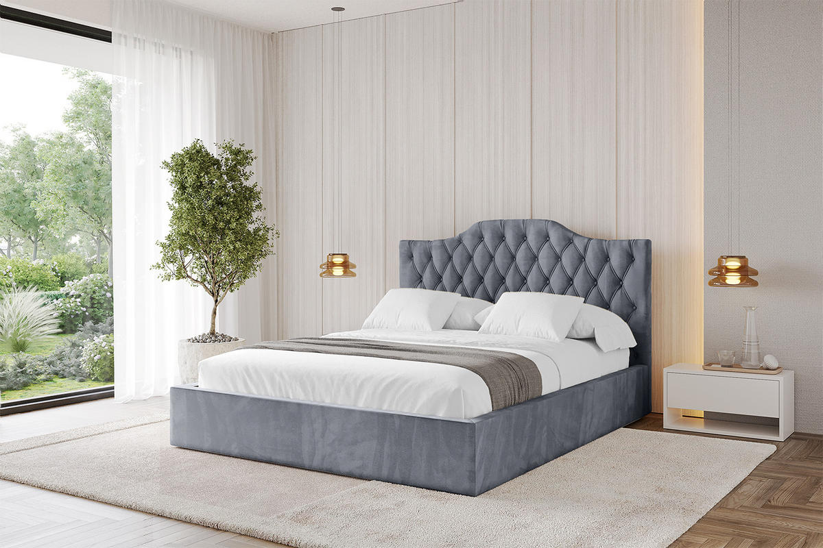 POLSTERBETT mit Bettkasten und Lattenrost, Boxbett ohne Matratze - FALIO 180x200 Grau - Grau, Holzwerkstoff/Textil (180/200cm) - ALTDECOR