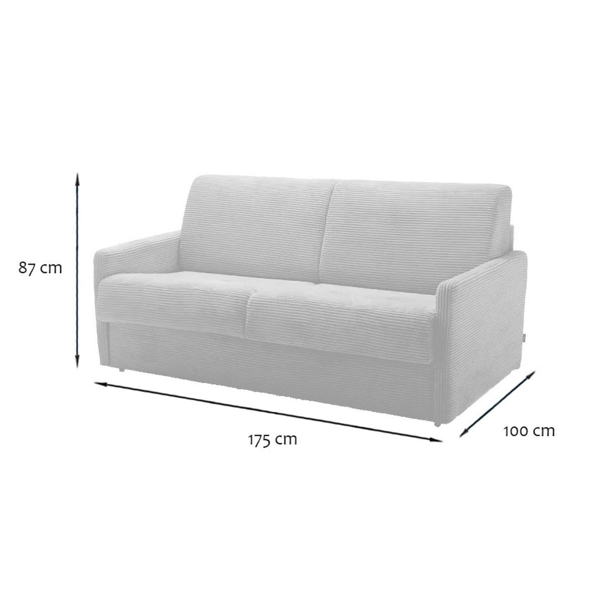 SCHLAFSOFA mit 3 Plätzen aus geripptem Samt, 175 cm lang - Beige, Textil (100/87/175cm) - Calicosy