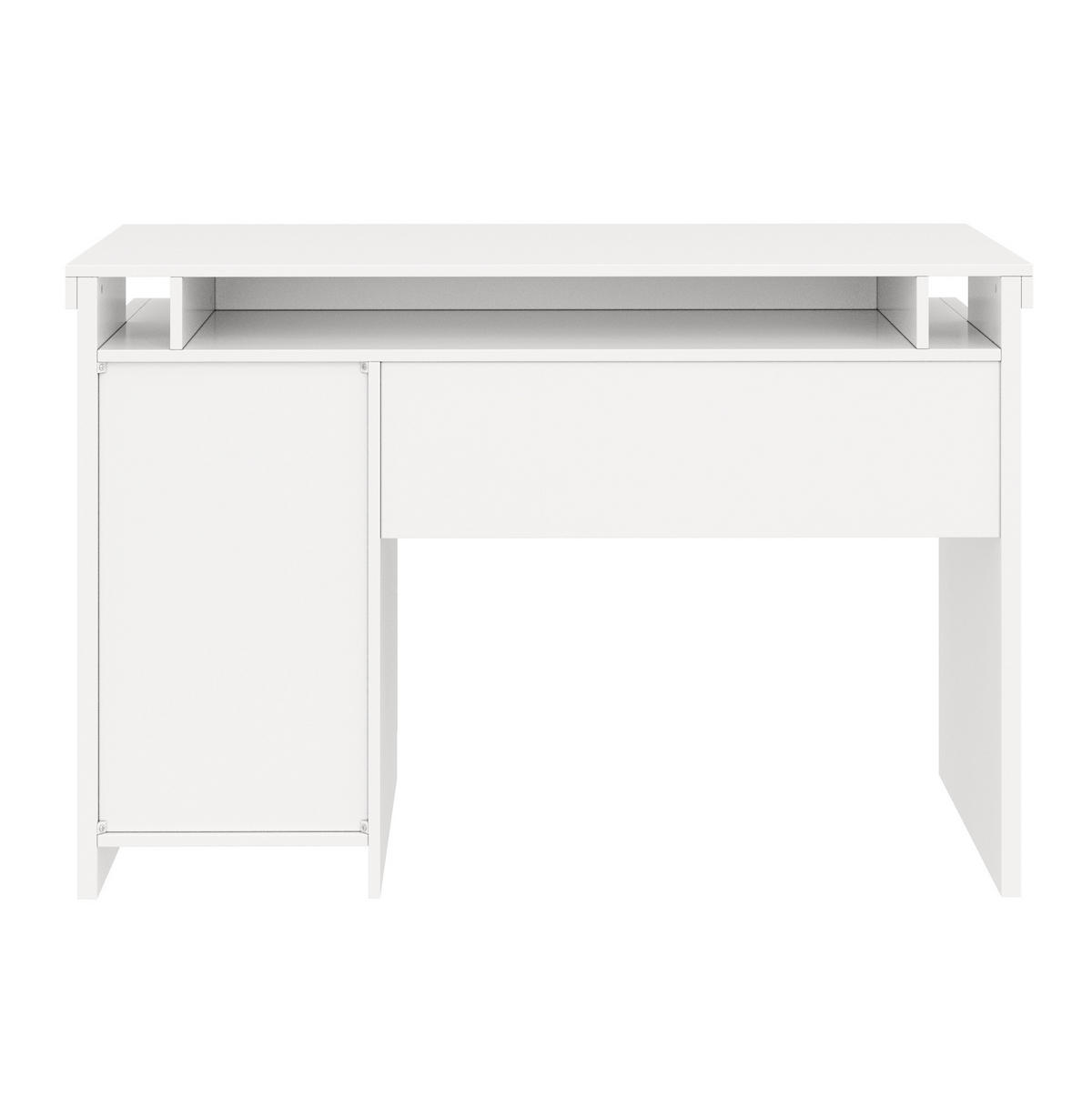 PSACÍ stůl 120/50/78,5 cm, MDF, bílý, s LED osvětlením a 3 zásuvkami - bílá, kompozitní dřevo (120/78.5/50cm) - BEAOK