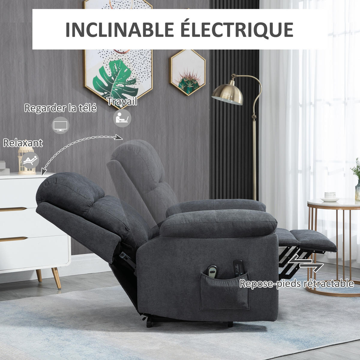 MASSAGESESSEL DE-15446 elektrisch mit Massage und Aufstehhilfe Grau - Grau, Metall (99/103/89cm) - ComfortXL