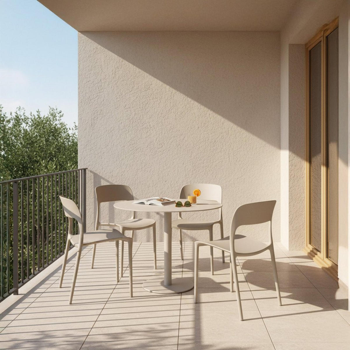 STUHL FÜR DRAUSSEN Klint Beige 46 cm x 83 cm - Beige, Kunststoff (46/83/58cm) - Klast Home