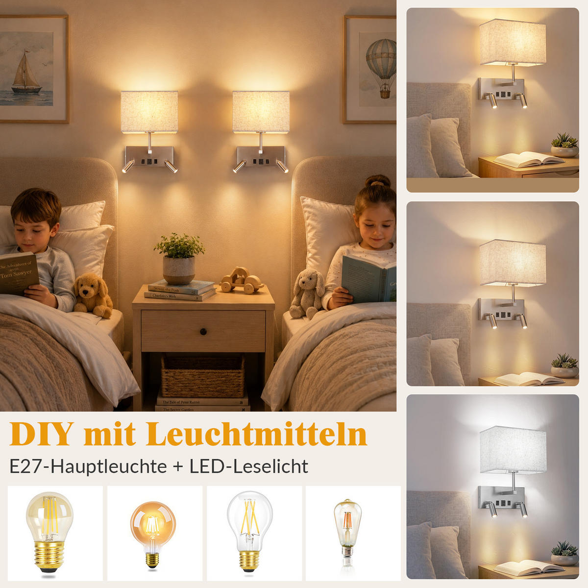 LED WANDLEUCHTE Noxvin 25/15/33.5 cm - Nickelfarben, Textil/Metall (15/33.5/25cm) - ZMH