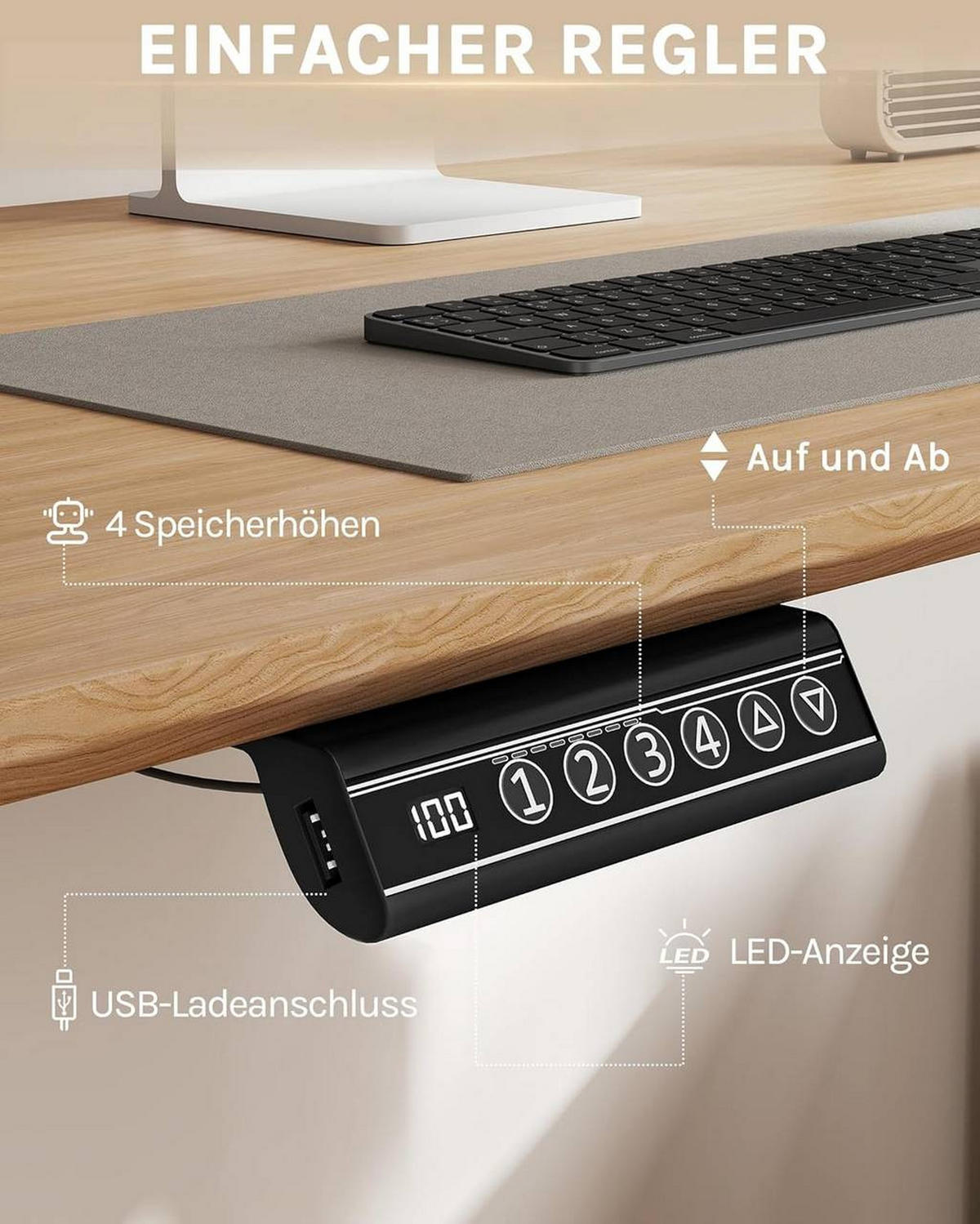 TISCHGESTELL elektrisch, verstellbar, Schwarz - Schwarz, Metall (55.5/90/72cm) - Woltu